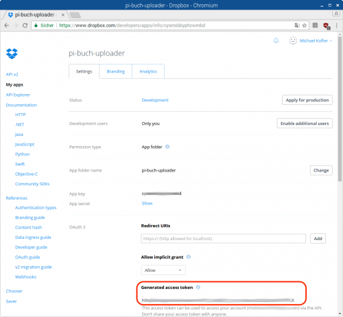 Dropbox-Upload mit Python, API v2 | pi-buch.info
